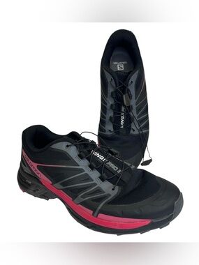Salomon Wings Pro 2 Trail Running Shoes Women’s Size 8.5 Black Pink Quicklace